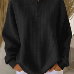 Mirabel™ | Cozy Waffle Henley Sweatshirt - Rosalie and Grace