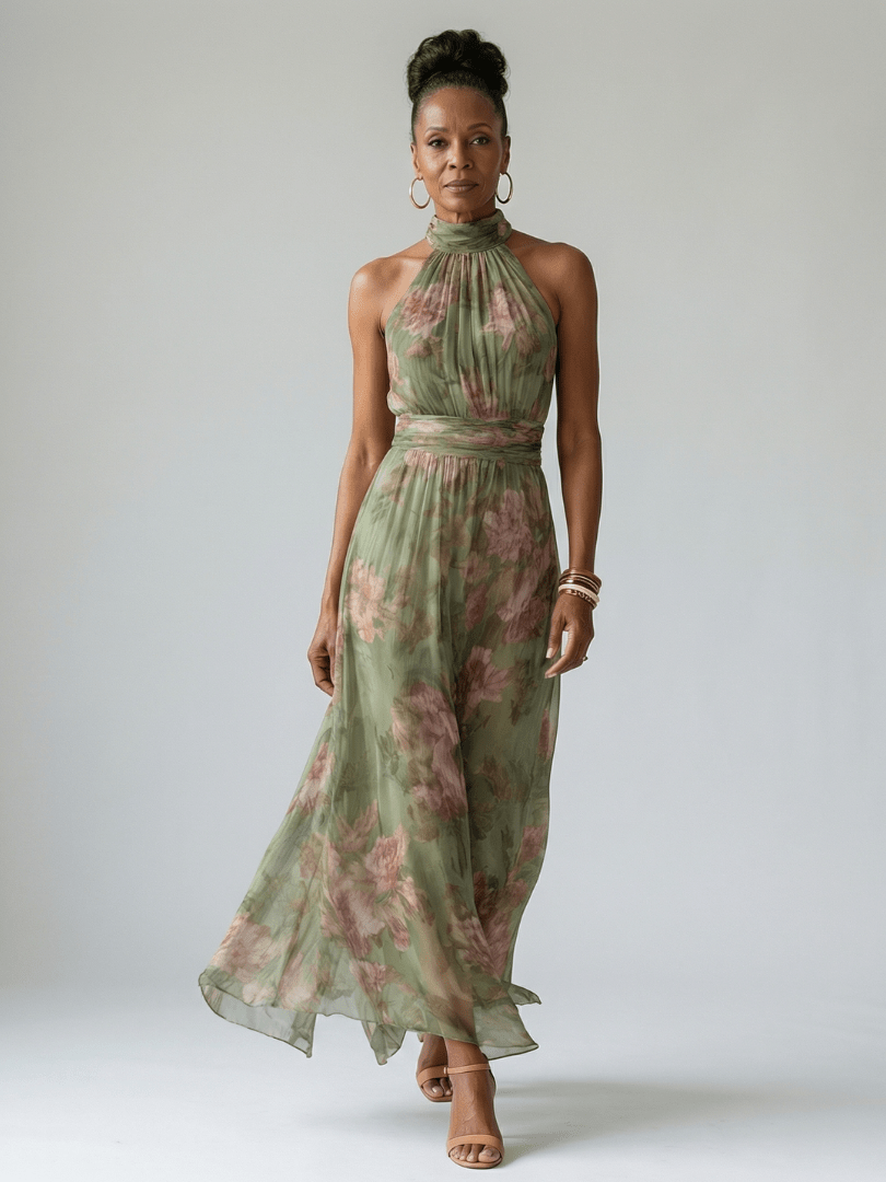 Mirelle™ | Gathered Halter Midi Dress - Rosalie and Grace
