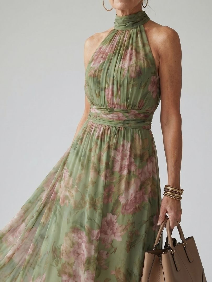 Mirelle™ | Gathered Halter Midi Dress - Rosalie and Grace