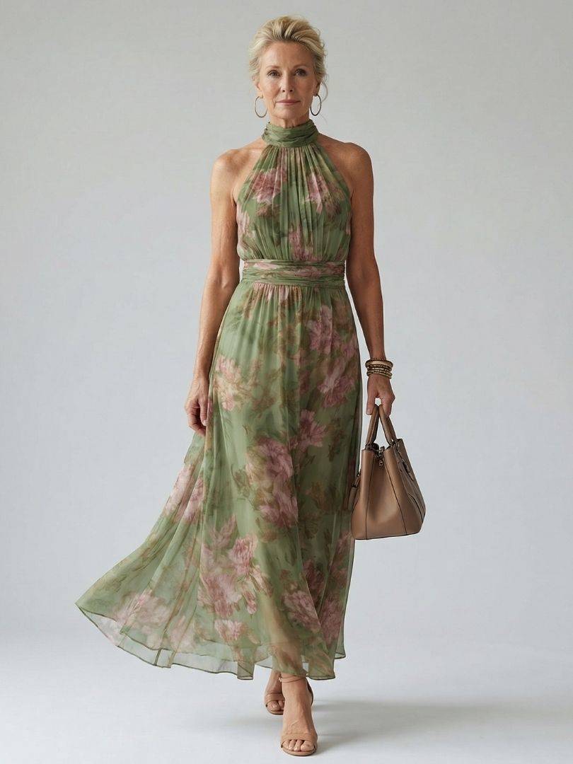 Mirelle™ | Gathered Halter Midi Dress - Rosalie and Grace