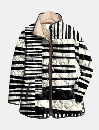 Miren | Black and White Abstract Quilted Jacket - Rosalie and Grace