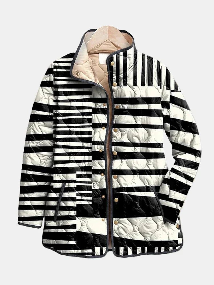 Miren | Black and White Abstract Quilted Jacket - Rosalie and Grace