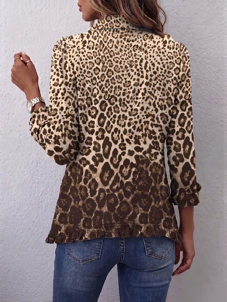 Navara™ | Leopard Print Ruffled Jacket - Rosalie and Grace