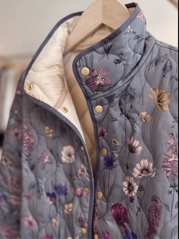 Niva | Vintage Floral Print Quilted Jacket - Rosalie and Grace