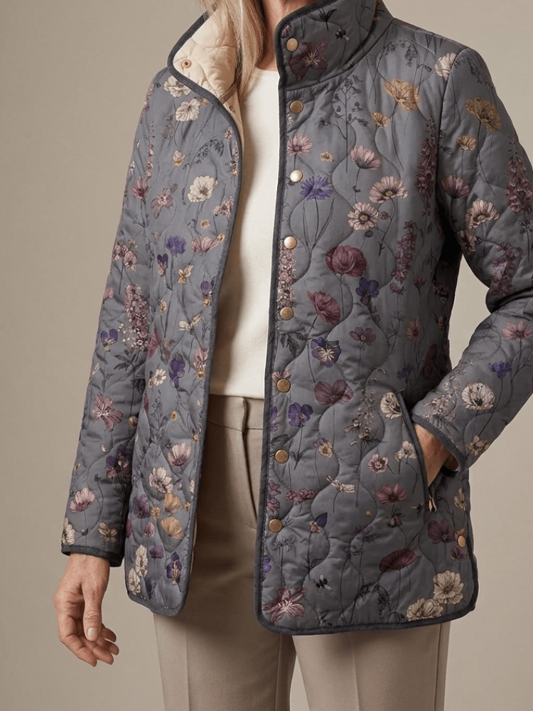 Niva | Vintage Floral Print Quilted Jacket - Rosalie and Grace