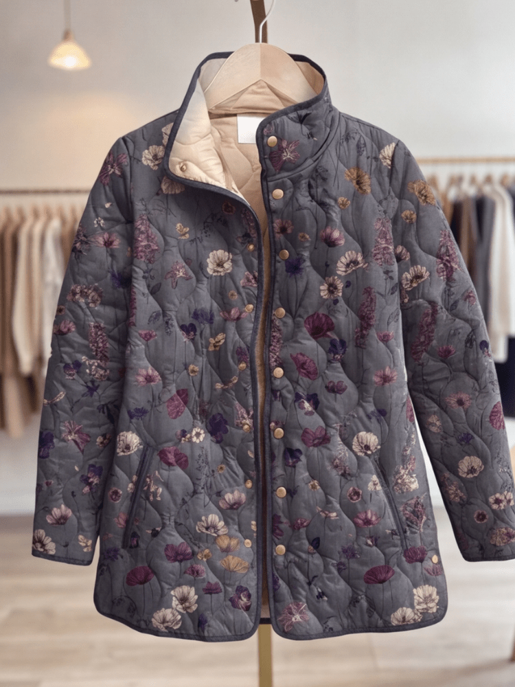 Niva | Vintage Floral Print Quilted Jacket - Rosalie and Grace