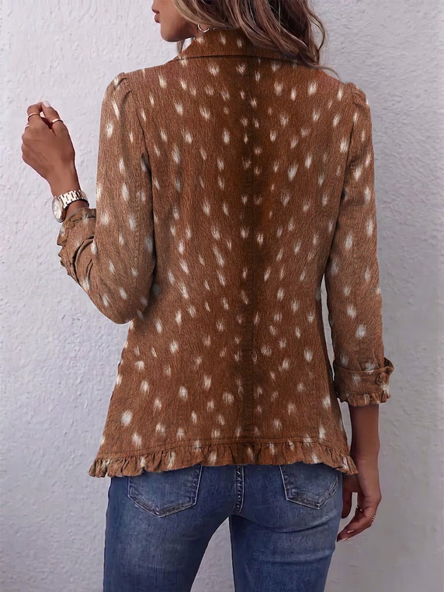 Nolinda™ | Bohemian Animal-Print Ruffled Jacket - Rosalie and Grace