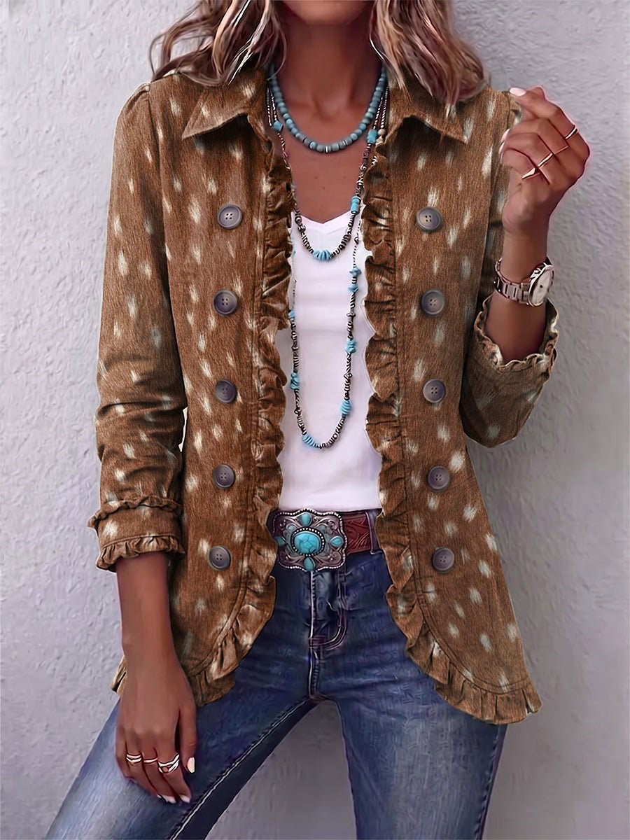 Nolinda™ | Bohemian Animal-Print Ruffled Jacket - Rosalie and Grace