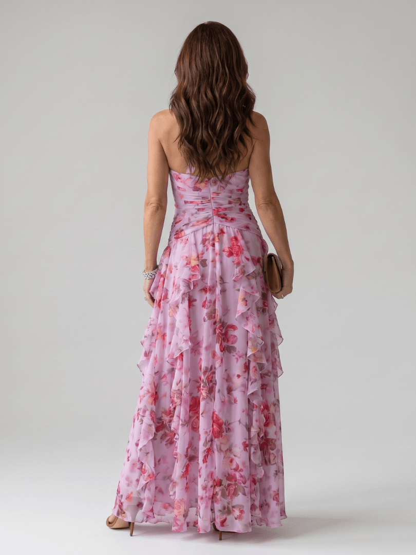 Nori™ | Halter Neck Ruched Bodice Floral Maxi Dress - Rosalie and Grace