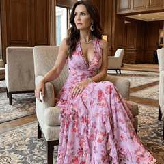 Nori™ | Halter Neck Ruched Bodice Floral Maxi Dress - Rosalie and Grace