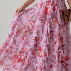 Nori™ | Halter Neck Ruched Bodice Floral Maxi Dress - Rosalie and Grace