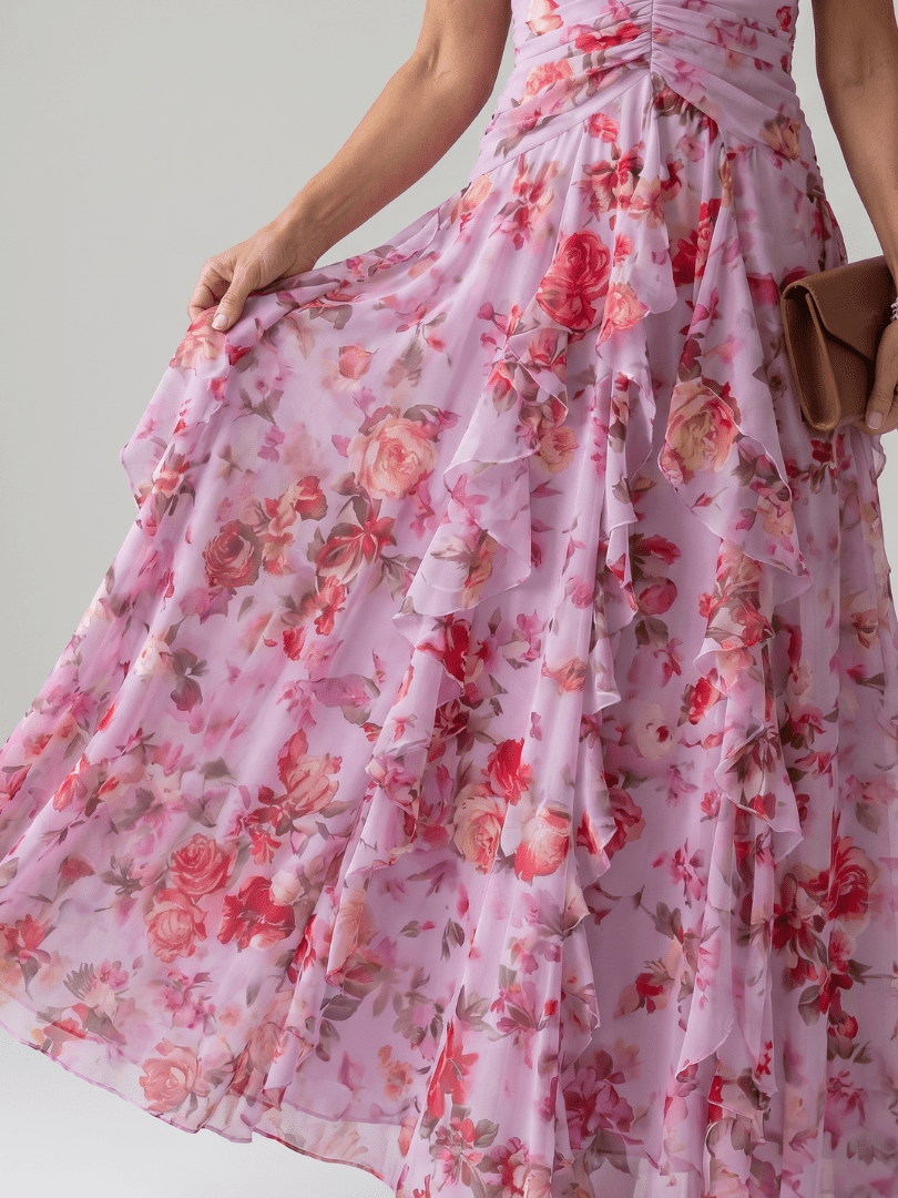 Nori™ | Halter Neck Ruched Bodice Floral Maxi Dress - Rosalie and Grace