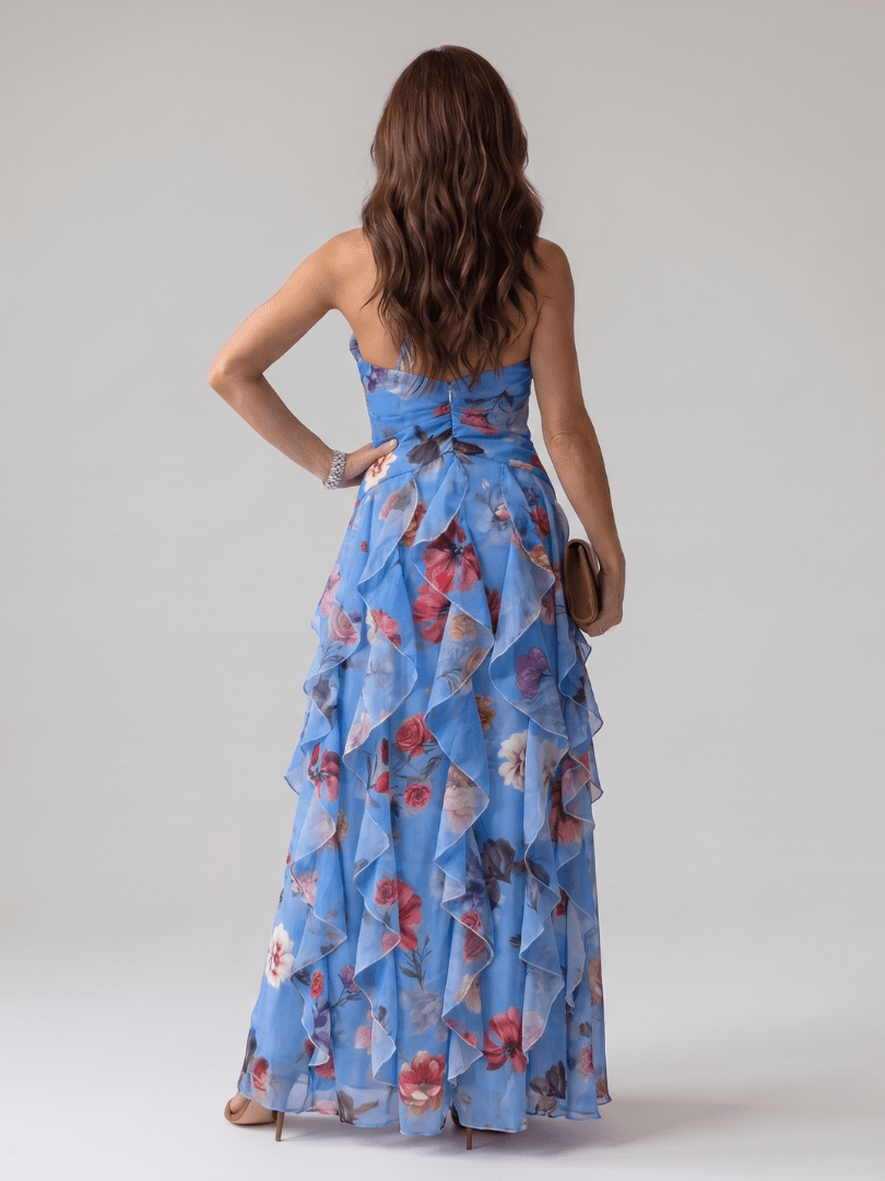 Nori™ | Halter Neck Ruched Bodice Floral Maxi Dress - Rosalie and Grace