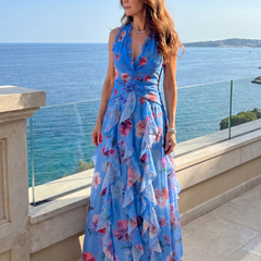 Nori™ | Halter Neck Ruched Bodice Floral Maxi Dress - Rosalie and Grace