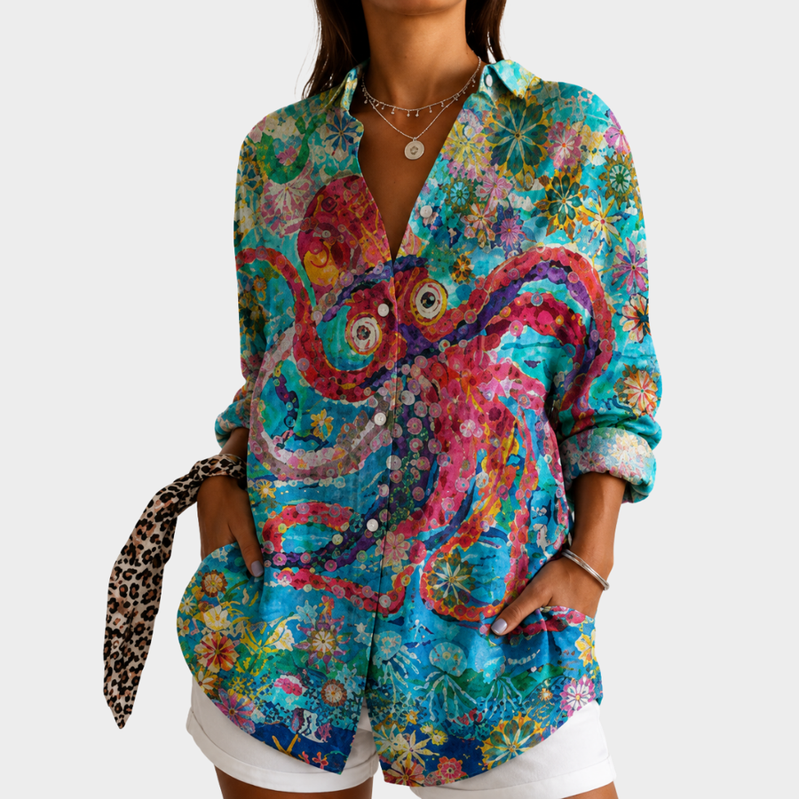 Ocean Bloom Art Blouse - Rosalie and Grace