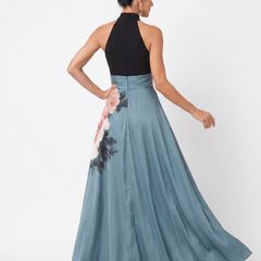 Olympas™ | Halter Bodice Floral Skirt Maxi Dress - Rosalie and Grace