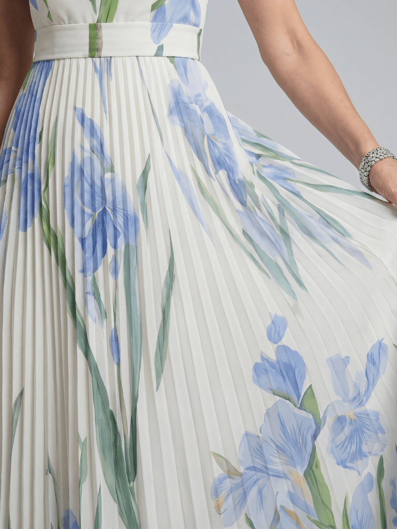 Ophelia™ | Sleeveless Square Neck Floral Print Midi Dress - Rosalie and Grace