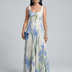 Ophelia™ | Sleeveless Square Neck Floral Print Midi Dress - Rosalie and Grace