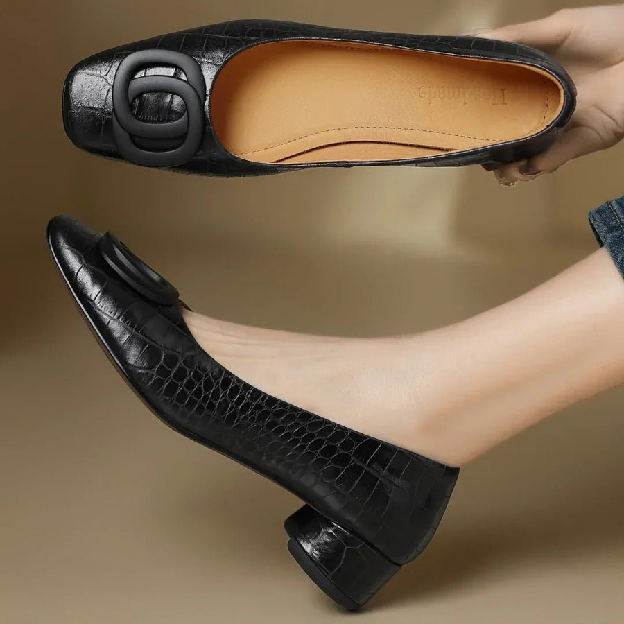 Opium Croc Leather Flats - Rosalie and Grace