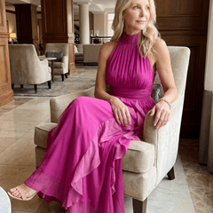 Orea™ | High Neck Gathered Ruffle Layers Maxi Dress - Rosalie and Grace