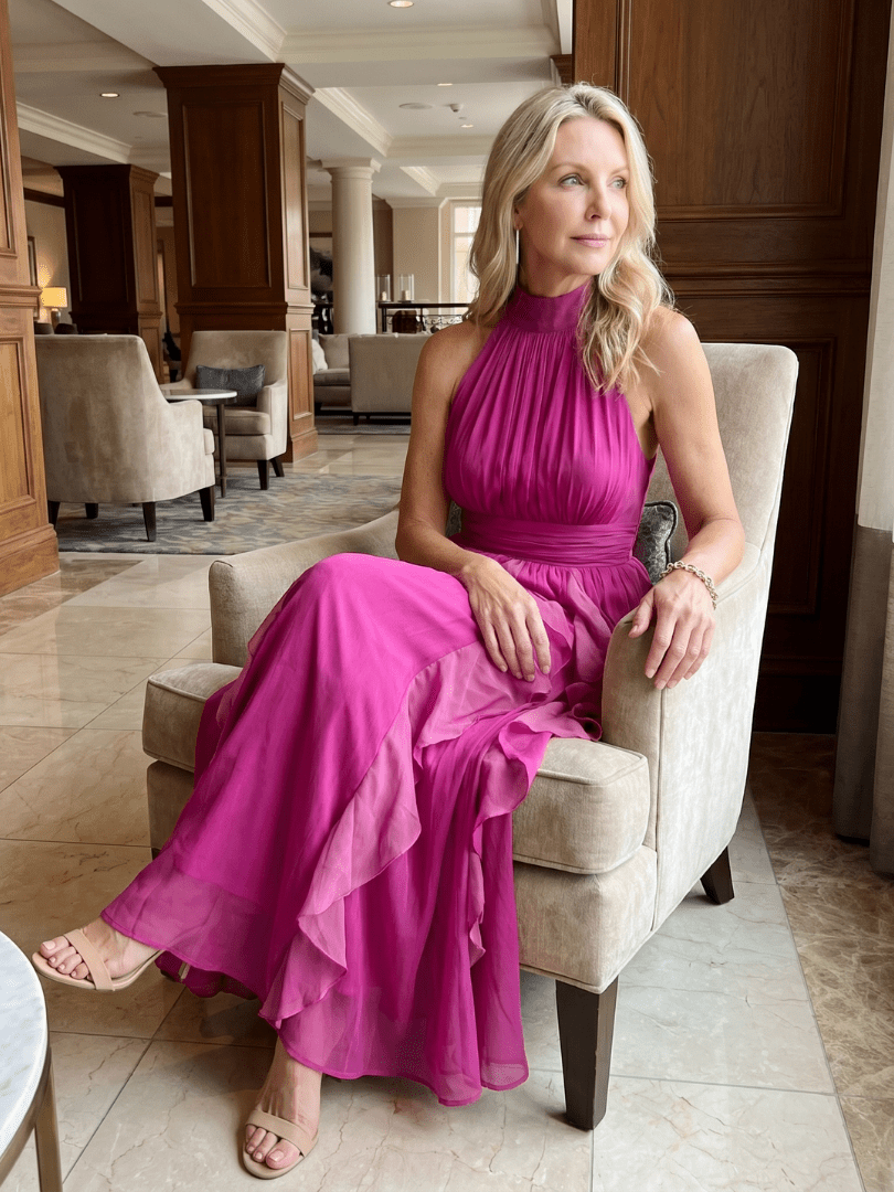 Orea™ | High Neck Gathered Ruffle Layers Maxi Dress - Rosalie and Grace