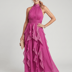 Orea™ | High Neck Gathered Ruffle Layers Maxi Dress - Rosalie and Grace