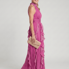 Orea™ | High Neck Gathered Ruffle Layers Maxi Dress - Rosalie and Grace