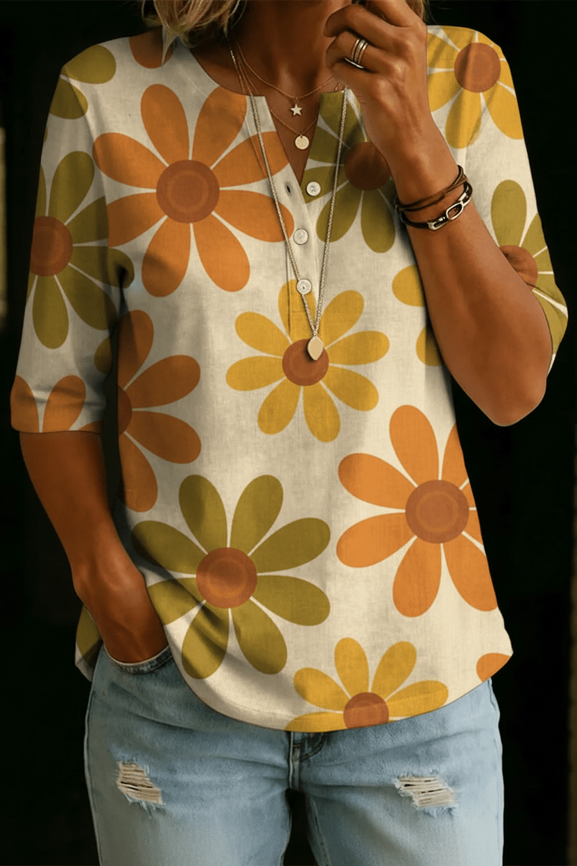 Piper | Retro Daisy Henley Top - Rosalie and Grace