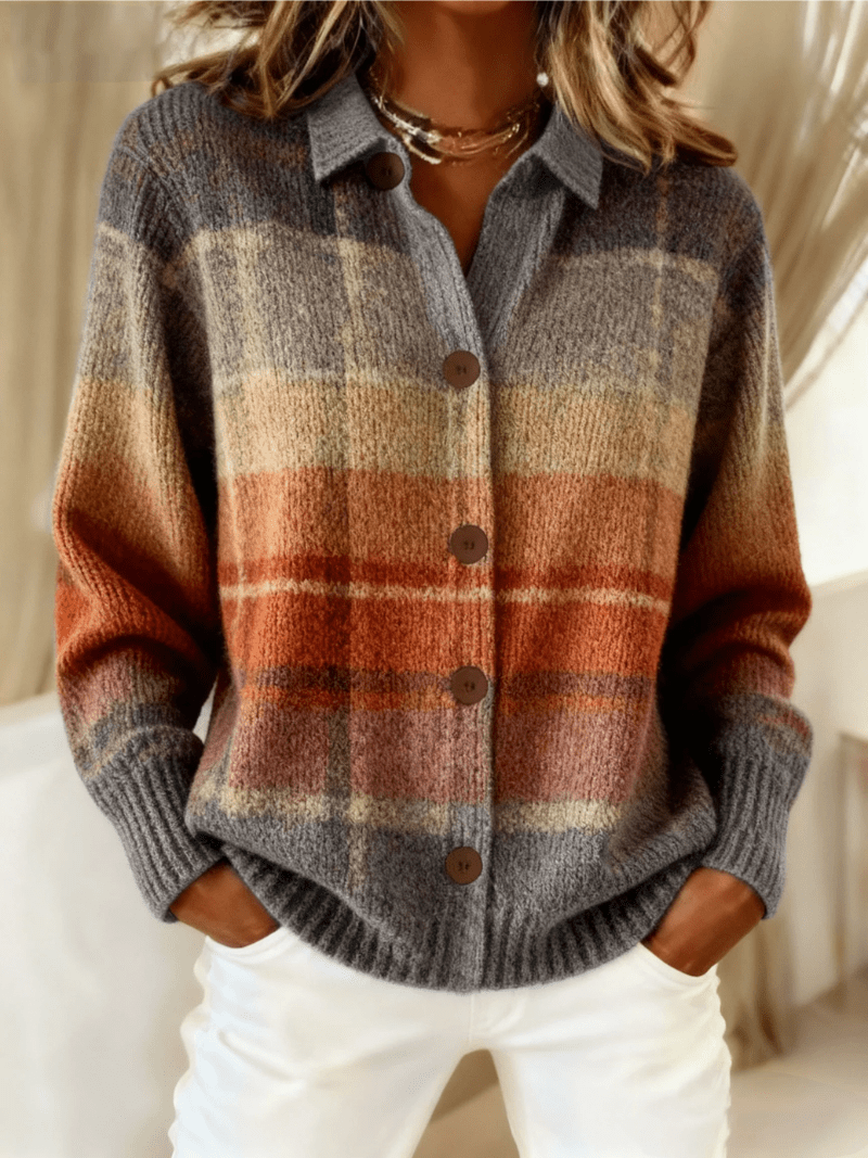 Pluma™ | Autumn Ombre Plaid Cardigan - Rosalie and Grace