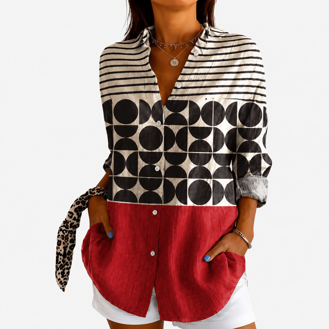 Retro Charm Colorblock Blouse - Rosalie and Grace