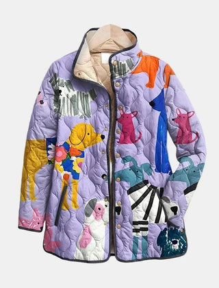 Rhea | Casual Quilted Jacket with Dog Print - Rosalie and Grace