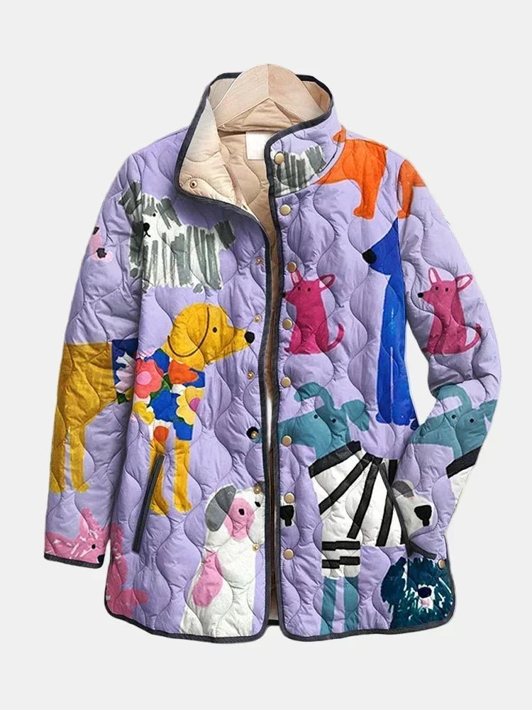 Rhea | Casual Quilted Jacket with Dog Print - Rosalie and Grace