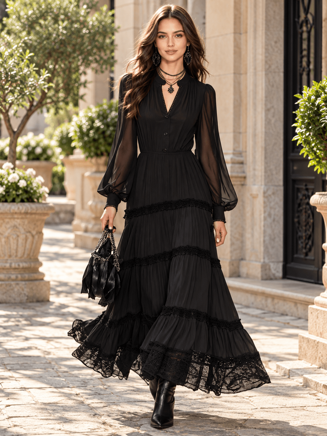 Roos™ Lace-Tiered Maxi Dress - Rosalie and Grace