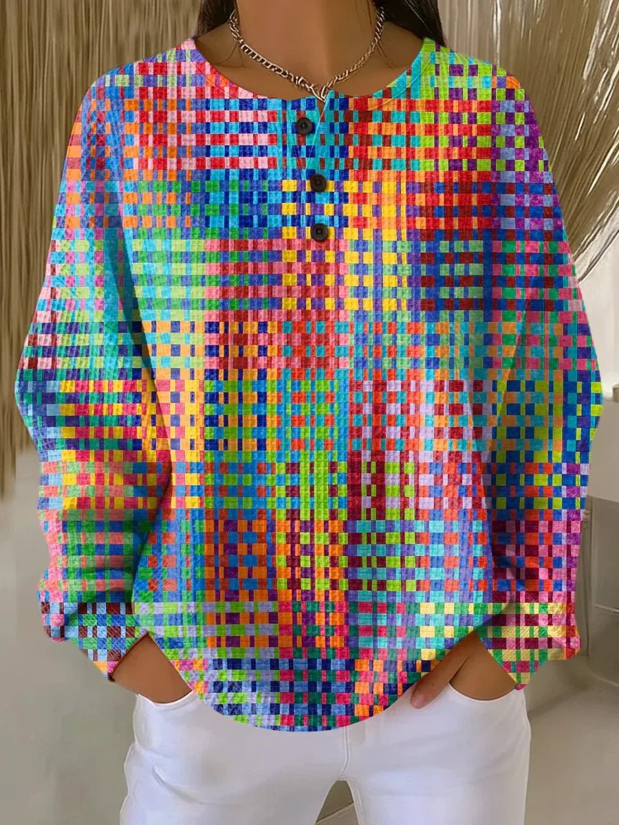 Rosa | Sweater with Colorful Checkered Design - Rosalie and Grace