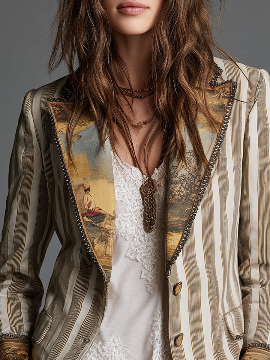 Rosalia™ Elegant Bohemian Stripe Blazer - Rosalie and Grace