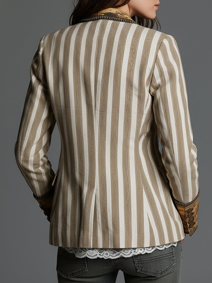 Rosalia™ Elegant Bohemian Stripe Blazer - Rosalie and Grace
