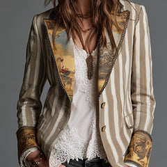 Rosalia™ Elegant Bohemian Stripe Blazer - Rosalie and Grace