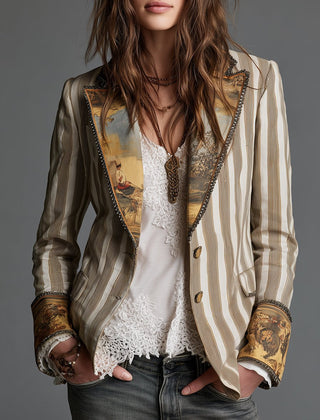 Rosalia™ Elegant Bohemian Stripe Blazer - Rosalie and Grace