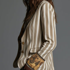 Rosalia™ Elegant Bohemian Stripe Blazer - Rosalie and Grace