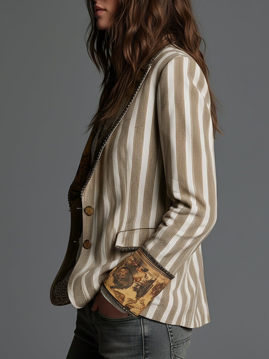 Rosalia™ Elegant Bohemian Stripe Blazer - Rosalie and Grace