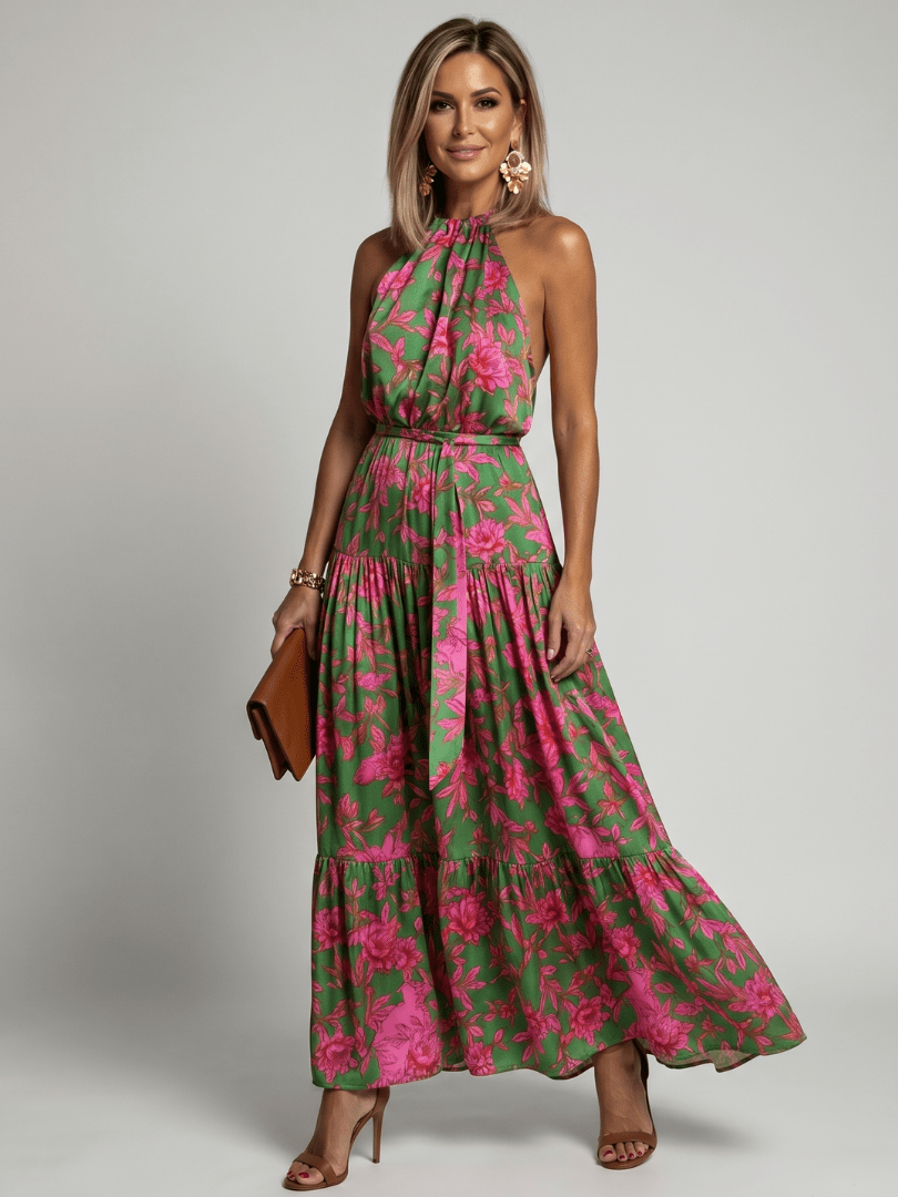 Rowen™ | Draped Halter Midi Dress - Rosalie and Grace