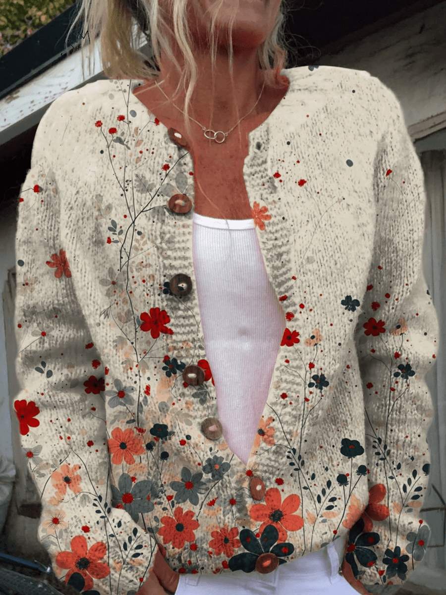 SABRINA™ - VINTAGE FLORAL KNIT CARDIGAN - Rosalie and Grace