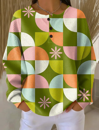 Saga | Sweater with Abstract Checkered Pattern - Rosalie and Grace
