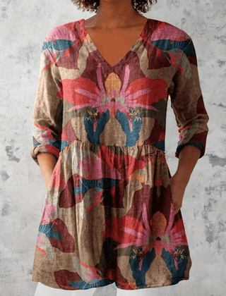 Sarah | Long Blouse with V-Neck - Rosalie and Grace