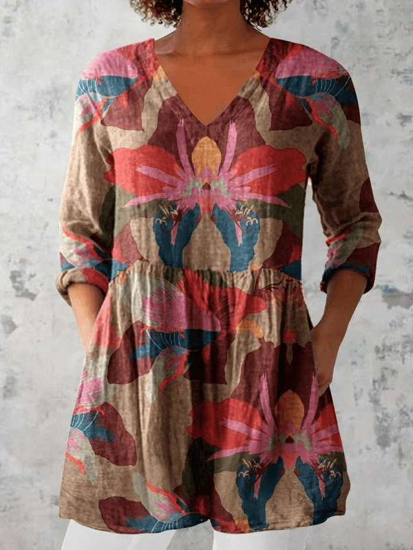Sarah | Long Blouse with V-Neck - Rosalie and Grace