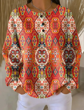 Selma | Sweater with Ethnic Floral Pattern - Rosalie and Grace