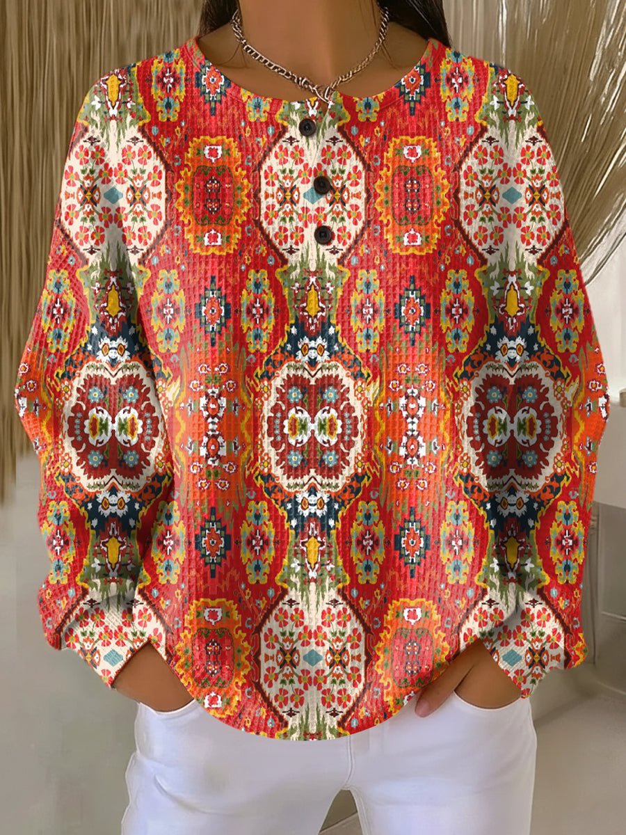 Selma | Sweater with Ethnic Floral Pattern - Rosalie and Grace