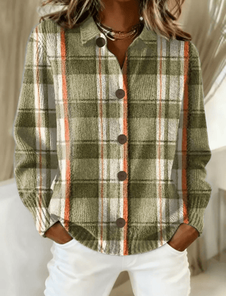 Shelby™ | Olive Plaid Button Cardigan - Rosalie and Grace