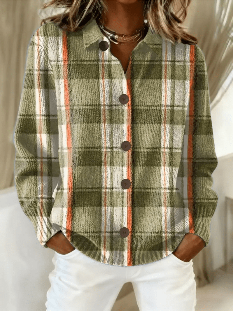 Shelby™ | Olive Plaid Button Cardigan - Rosalie and Grace