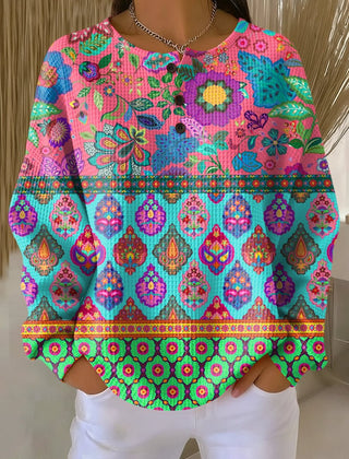 Sign | Sweater with Ethnic Floral Stripes - Rosalie and Grace
